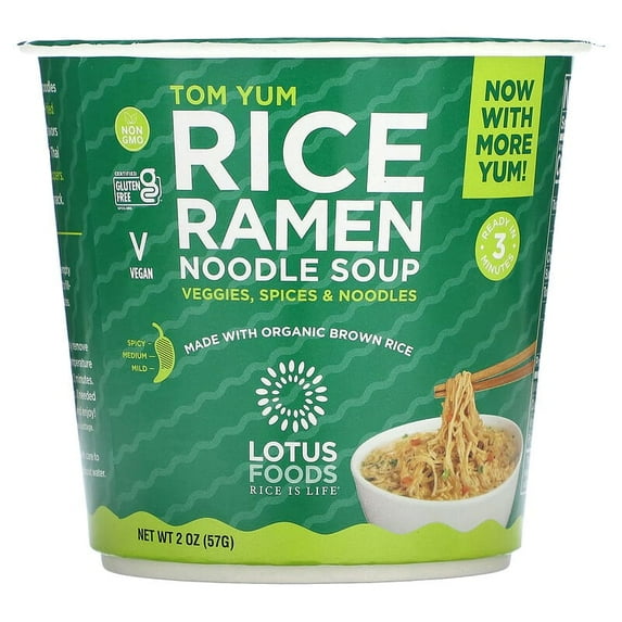 Lotus Foods, Rice Ramen Noodle Soup, Tom Yum, 2 oz Pack of 4