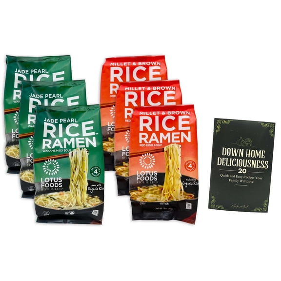 Lotus Foods Rice Ramen with Miso Soup Variety 6-Pack | Jade Pearl Rice with Wakame Miso & Millet Rice with Red Miso | 3 Each | MerlinsMart Zine