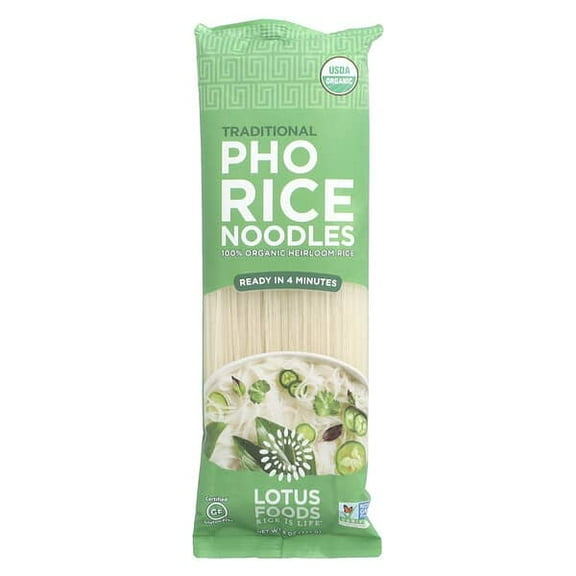 Lotus Foods, Traditional Pho Rice Noodles, 8 oz Pack of 2