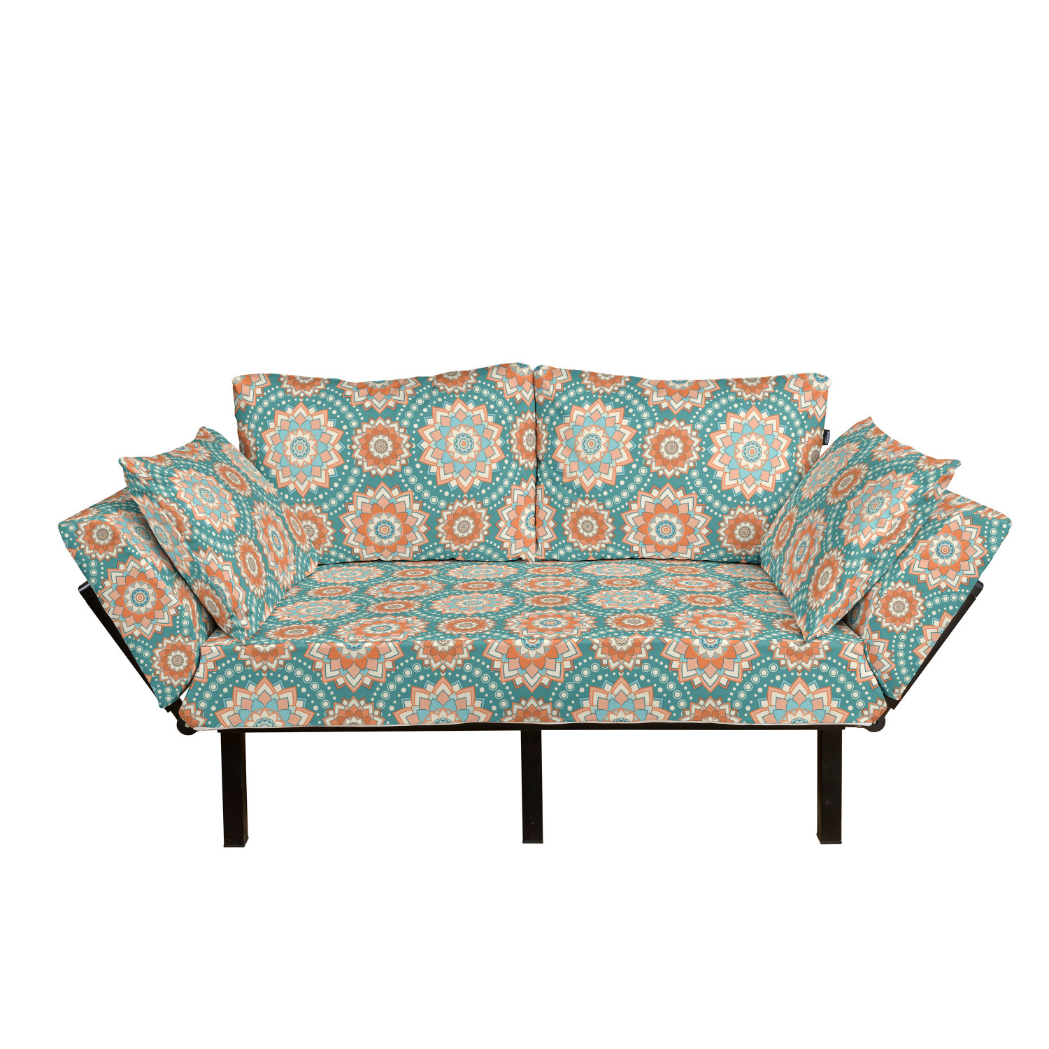 Lotus Futon Couch, Mandala Motifs of the Oriental Cultures with