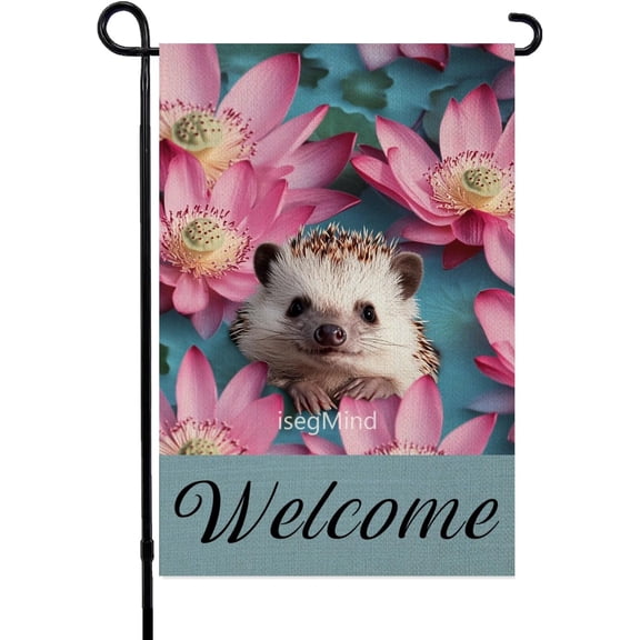 Lotus-Garden-Flags 12x18 Inch Double Sided Welcome Hedgehog Yard Flags Small Outdoor Garden Decor for Spring Summer Farmhouse Holiday (3341)