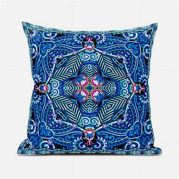 Lotus Garden Indoor/Outdoor Pillow with Removable Cover in Blue Green Purple26x26