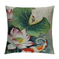 thumbnail image 1 of Lotus Goldfish PatternSofa Waist Throw Cushion Cover Pillow Case, 1 of 5
