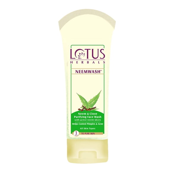 Lotus Herbals Neemwash Neem & Clove Ultra Purifying Face Wash With Active Neem Slices | Suitable To Oily To Combination Skin | For Acne Prone Skin | 80Ml