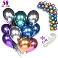 thumbnail image 1 of Lotus Home Latex Silver Metallic Decorations 12 in Balloons with Strip, 50 Piece, 1 of 7