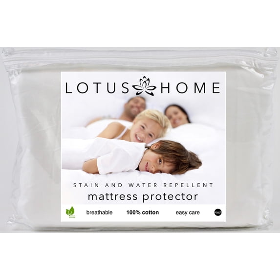 Lotus Home Stayclean Bacteria Reducing Cotton Water and Stain Resistant Mattress Protector, King