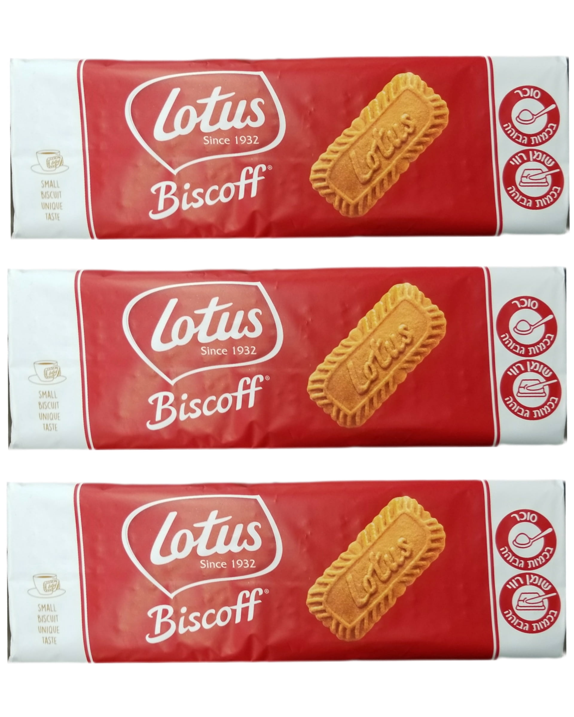 Lotus Biscoff Kosher Caramelized Cookies, Vegan, 250g, 32 Count, Imported from Israel, Coffee Companion Biscuits (Pack of 3)