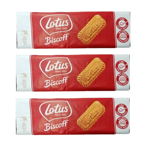 Lotus Biscoff Kosher Caramelized Cookies, Vegan, 250g, 32 Count, Imported from Israel, Coffee Companion Biscuits (Pack of 3)