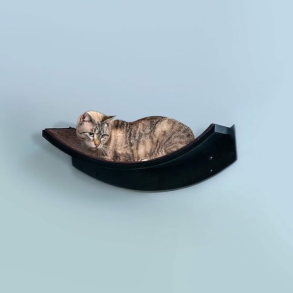 Lotus Leaf Cat Shelf, Modern Sturdy Curved Design Cat Wall Perch, Elegant Wood Wall Mounted Cat Bed Furniture