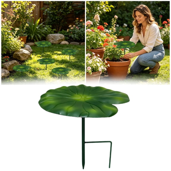 Lotus Leaf Metal Leaf Garden Stake Card Slot Holder, Decorative Signage Stand for Outdoor Plant Labels, Party Signs, Wedding Place Cards, Yard Marker for Patio Balcony