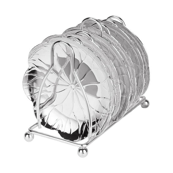 Lotus Leaf Pattern Drink Coasters Drink Bar Cup Table Coasters with Drain Rack