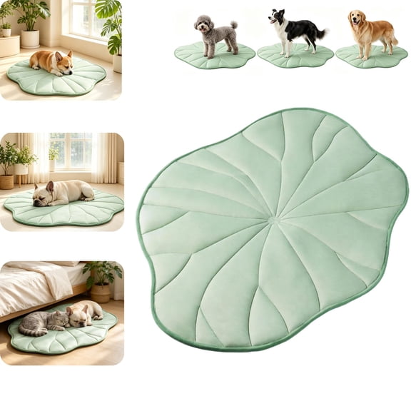 Lotus Leaf Shape Dog Cooling Mat, Reversible Self Cooling Pad for Large Dogs, Washable Arc-Chill 2.0 Pet Cooling Mat for Crate Kennel Sofa Floor Outdoor Portable Green(M-99*68cm)