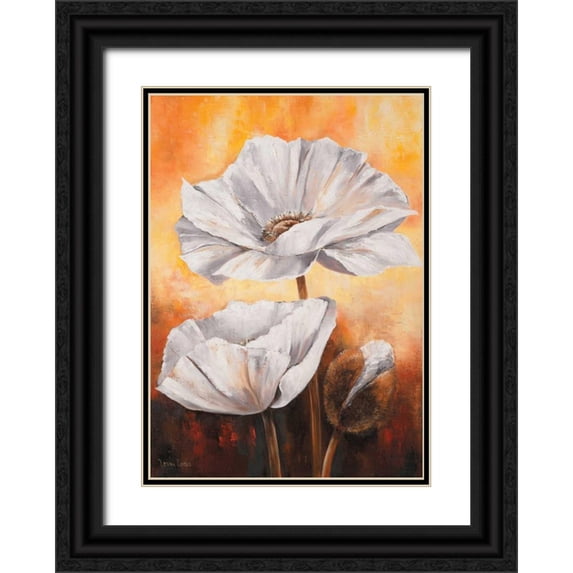Lotus, Lenna 14x18 Black Ornate Wood Framed with Double Matting Museum Art Print Titled - White flowers II
