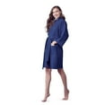 thumbnail image 1 of Lotus Linen Knee Length Waffle Robe Lightweight Women's Robe (Navy,Small), 1 of 5