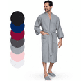 thumbnail image 1 of Lotus Linen Lightweight Waffle Robe for Men - Lightweight Cotton Blend Spa Bathrobe, Gray X-Large, 1 of 6