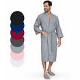 thumbnail image 1 of Lotus Linen Lightweight Waffle Robe for Men - Lightweight Cotton Blend Spa Bathrobe, Gray XXL, 1 of 6