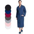 thumbnail image 1 of Lotus Linen Lightweight Waffle Robe for Men - Lightweight Cotton Blend Spa Bathrobe, Navy Small, 1 of 6