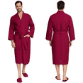 thumbnail image 1 of Lotus Linen Lightweight Waffle Robe for Men - Lightweight Cotton Blend Spa Bathrobe, Wine Red 3XL, 1 of 7