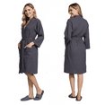 thumbnail image 1 of Lotus Linen Knee-Length Waffle Robe Women - Lightweight Short Spa Bathrobe, Dark Gray X-Large, 1 of 7