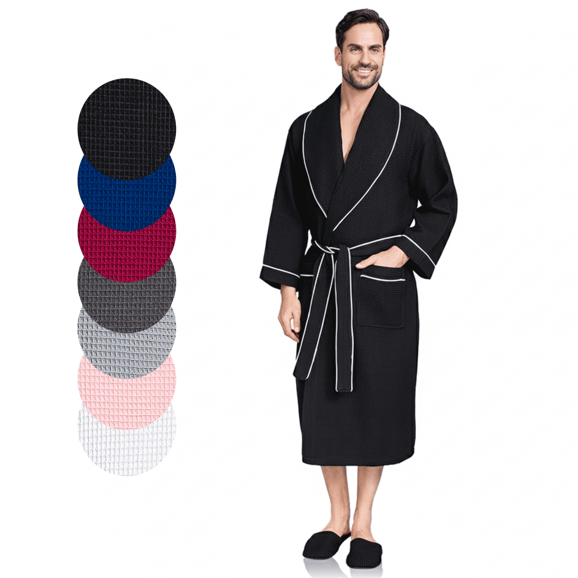 mens cotton waffle dressing gown Men's Cotton + Bamboo Waffle Robe Earl Grey / L/XL