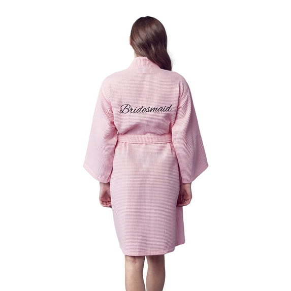 Lotus Linen Short Waffle Bridesmaid Robe for Women Wedding Gift for Bridal Party (Blush,Small)