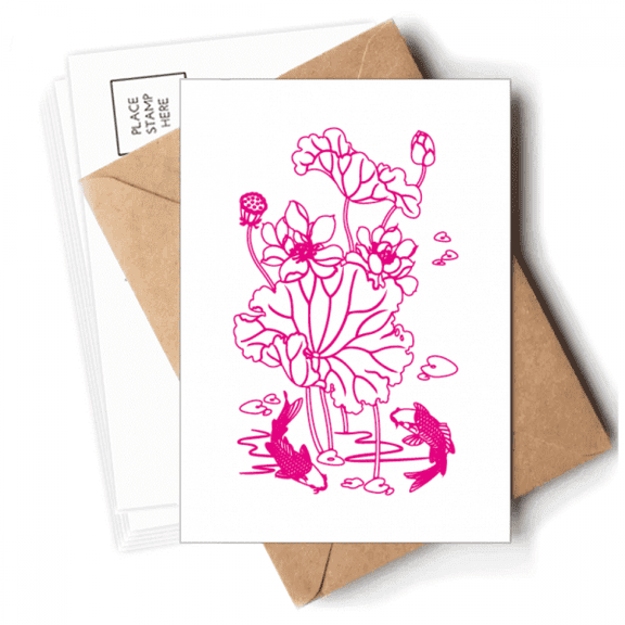 Lotus  Lotus Flower Lotus Root Fish Water Postcards Envelopes Blank Note Cards Mailing