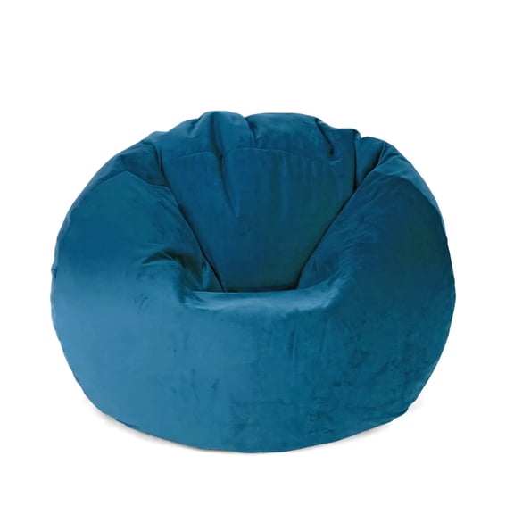 Lotus Lounge Chair Extra Large Round Velvet Bean Bag Cover - 58" x 58" - Turquoise Blue