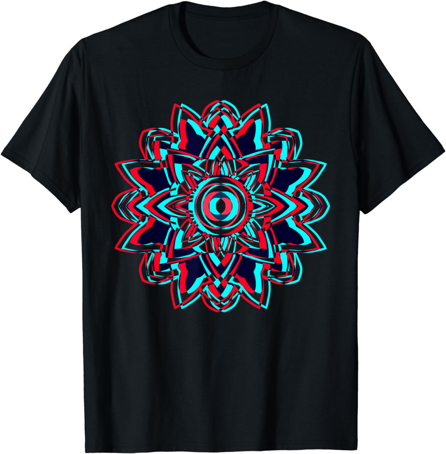 Lotus Mandala Halftone Anaglyph Design Retro Art Lover Gift T 