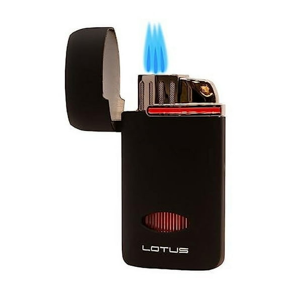 Lotus Matrix Triple Torch Lighter with Punch - Black