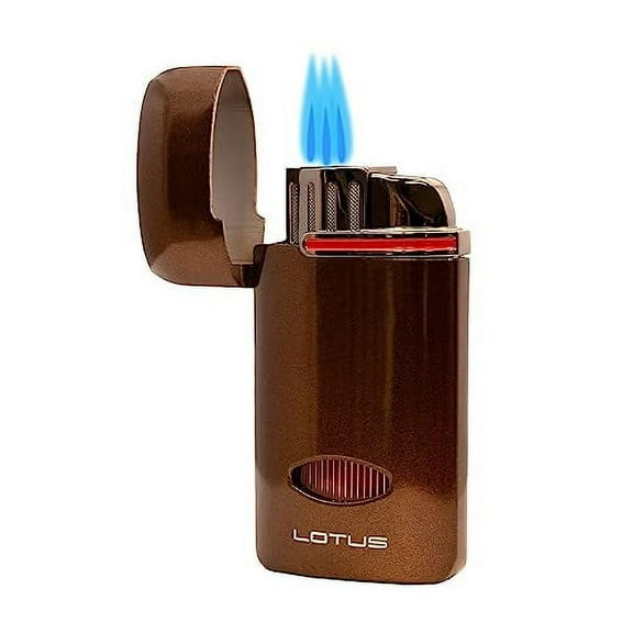 Lotus Matrix Triple Torch Lighter with Punch – Brown