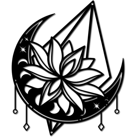 Lotus Metal Wall Art Lotus Wall Decor Rustic Meditation Decoration Black Hanging Iron for Christmas Home Decoration Yoga Studio Living Room Aesthetic Bedroom Decor 11.8 x 9.8 Inch