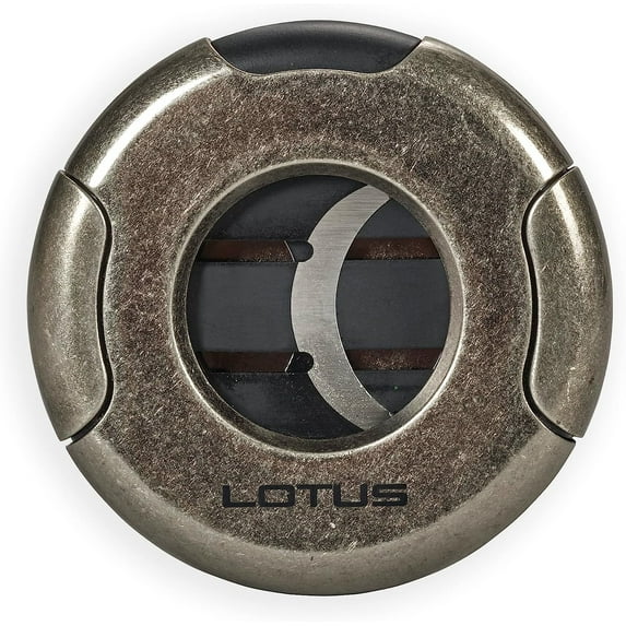 Lotus Meteor Cigar Cutter with Double Guillotine Blades, All Metal Housing, Single or Double Action, Spring Loaded Locking Mechanism, Compact Slim Design