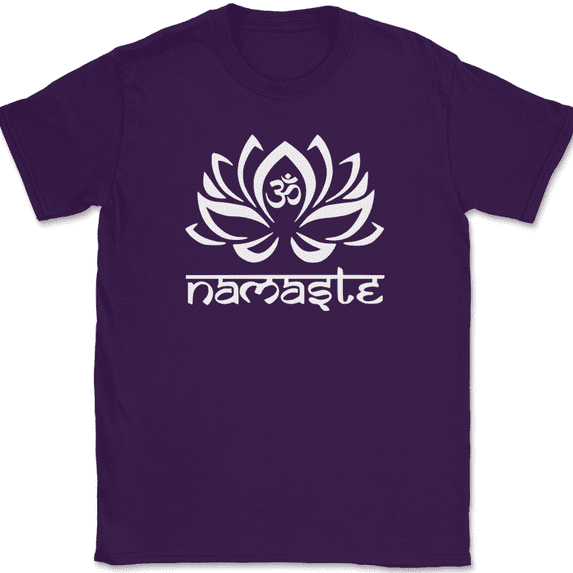 Lotus Namaste Om T-Shirt Hindu Buddhist Religious Spiritual Graphic Gift Tee - Purple, 3XL