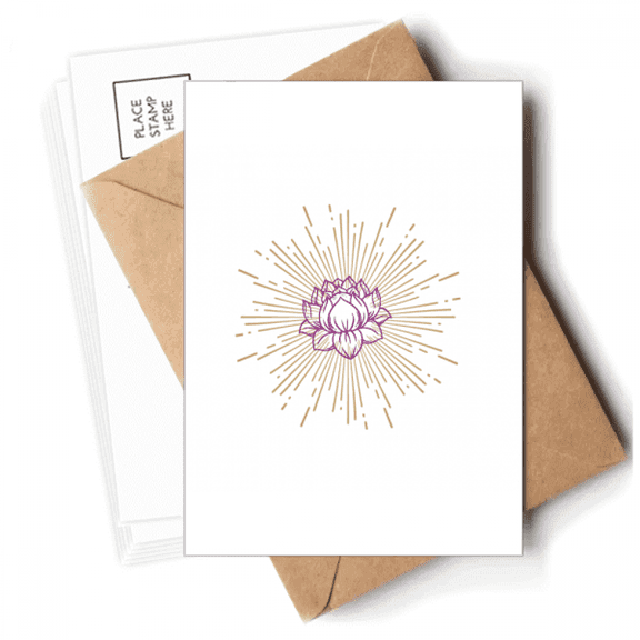 Lotus Open Pure Mind Art Deco  Fashion Postcards Envelopes Blank Note Cards Mailing