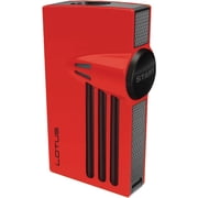 Lotus Orion Cigar Lighter with Double Torch Flames, Single Action Ignition, All Metal Housing, Integrated Cigar Punch