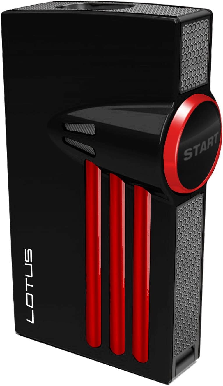 Lotus Orion Cigar Lighter with Double Torch Flames, Single Action Ignition, All Metal Housing, Integrated Cigar Punch