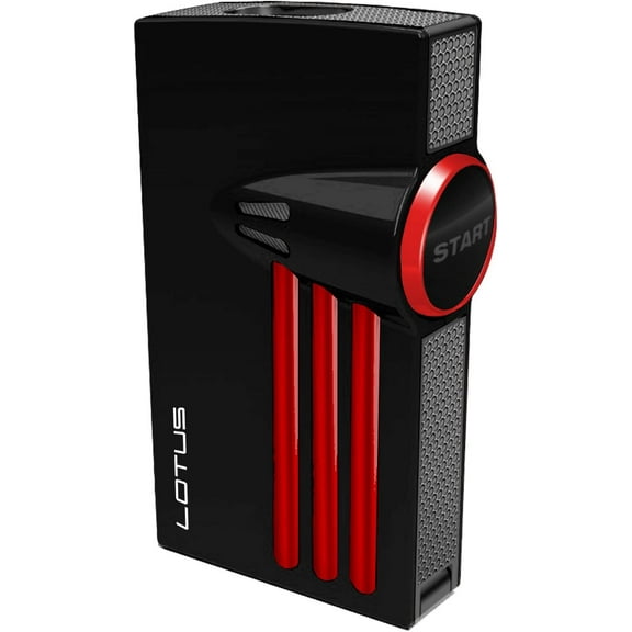 Lotus Orion Cigar Lighter with Double Torch Flames, Single Action Ignition, All Metal Housing, Integrated Cigar Punch
