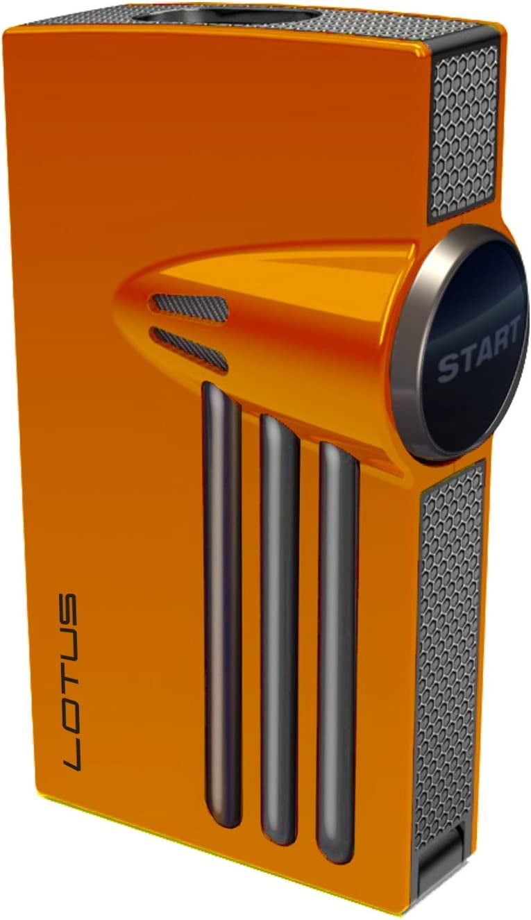 Lotus Orion Cigar Lighter with Double Torch Flames, Single Action Ignition, All Metal Housing, Integrated Cigar Punch
