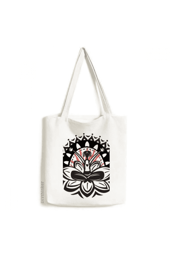 Lotus Outline Celebrate Mexico Mexican Tote Canvas Bag Shopping Satchel Casual Handbag