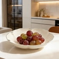 thumbnail image 1 of Lotus Pattern Fruit Bowl with Gold Trim | Food-Grade Plastic Serving Tray | 16x16cm Stackable Snack Dish for Coffee Table & Parties, 1 of 6