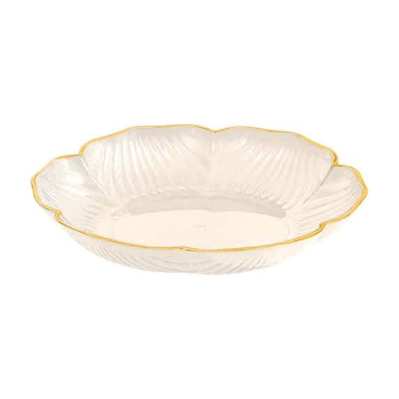 Lotus Pattern Gold Trim Fruit Tray, Food Grade Pet Serving Dish for Coffee Table, Elegant Display Platter for Candy Snacks and Upscale Home Kitchen Decor