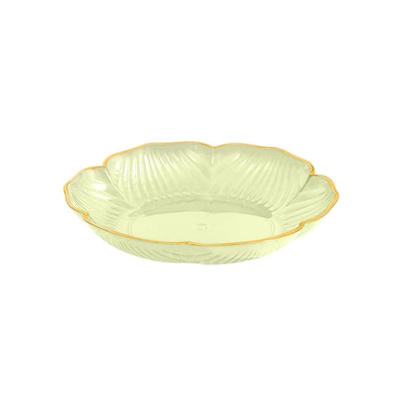 Lotus Pattern Gold Trim Fruit Tray, Food Grade Pet Serving Dish for Coffee Table, Elegant Display Platter for Candy Snacks and Upscale Home Kitchen Decor