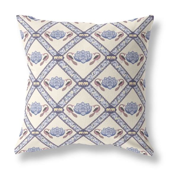 Amrita Sen Broadcloth Cream Gray Brown Zippered Pillow CAPL471BrCDS-ZP-16x16