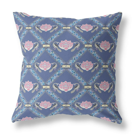 Amrita Sen Suede Pillow With Purple Blue Pink Finish CAPL478FSDS-BL-18x18
