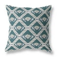 thumbnail image 1 of Lotus Peacock Rose Throw Pillow with Removable Cover in Dark Green Yellow Gray 16x16, 1 of 4