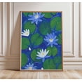 Lotus Pond Wall Art Print, Blue Water Lily, Botanical Bedroom And ...