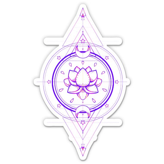 Lotus Pretty Celestial Moon Mystical Boho - 12" Vinyl Sticker Waterproof Decal