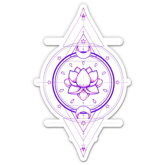 Lotus Pretty Celestial Moon Mystical Boho - 3" Vinyl Sticker - For Car Laptop Water Bottle Phone - Waterproof Decal