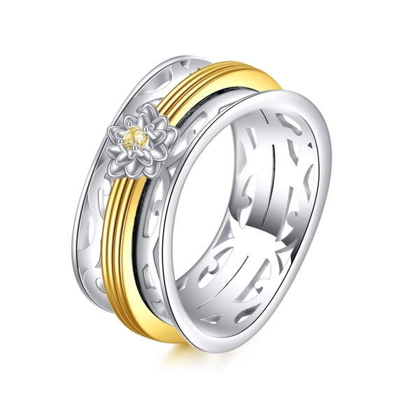 Lotus Ring for Women Fidget Rings for Anxiety 925 Sterling Silver Spinner Rings Jewelry Birthday Gifts 8#
