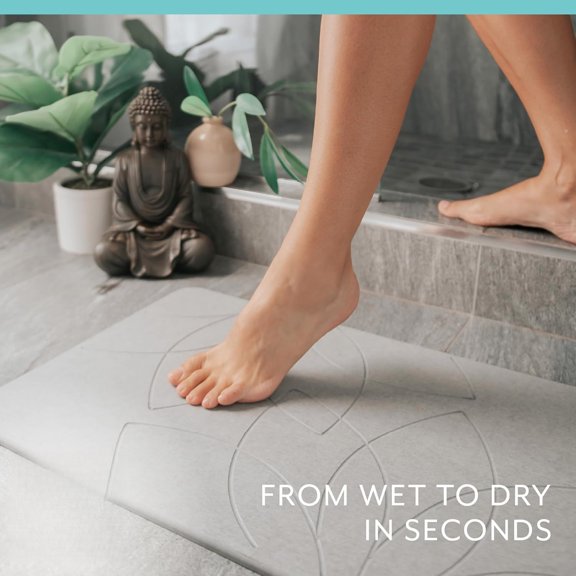 Lotus Shape Stone Bath Mat, Quick Dry Absorbent Bathroom Mat with Non-Slip Base, Fast Dry Shower Floor Mat for Bathroom or Tub Area, Easy Clean Bath Rug